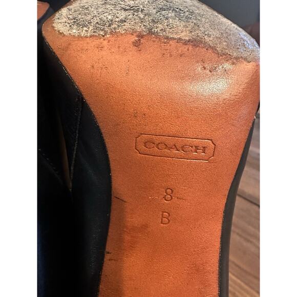 Coach Mackenna Size 8 High Heel Booties Boots Embossed Cuff Leather Black - Picture 12 of 12